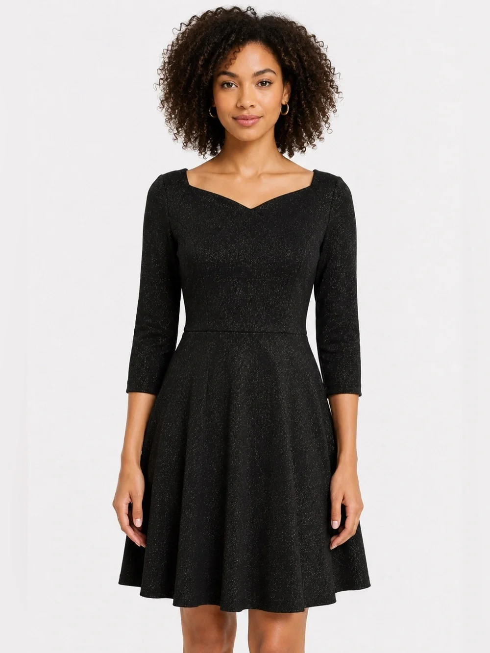 Kate Spade Sparkle Ponte Black Fit Flare Cocktail Dress Size 0